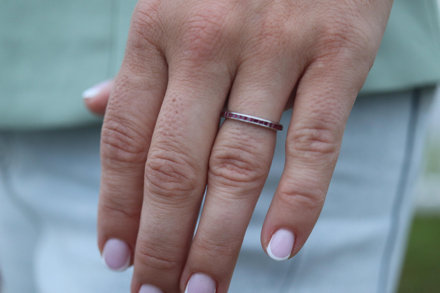 Vintage Tiffany and Co. Ruby Ring. Platinum Tiffany Ruby Full Eternity band