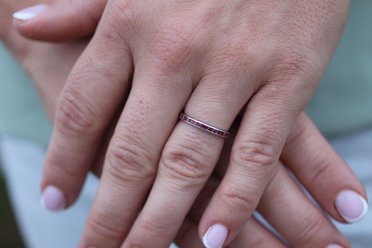Vintage Tiffany and Co. Ruby Ring. Platinum Tiffany Ruby Full Eternity band