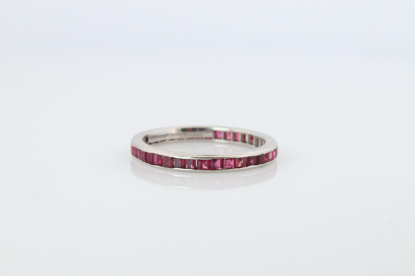 Vintage Tiffany and Co. Ruby Ring. Platinum Tiffany Ruby Full Eternity band