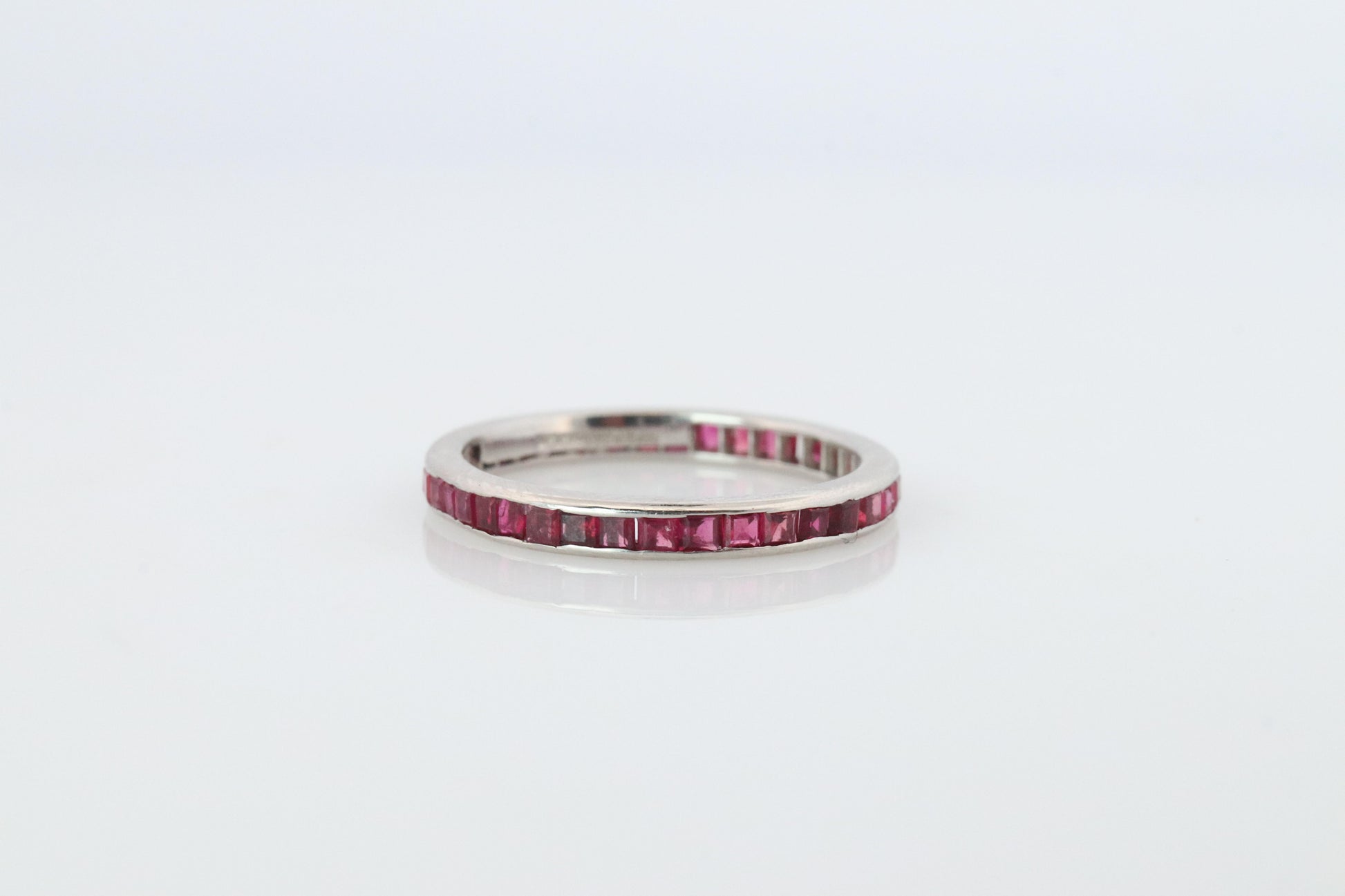 Vintage Tiffany and Co. Ruby Ring. Platinum Tiffany Ruby Full Eternity band