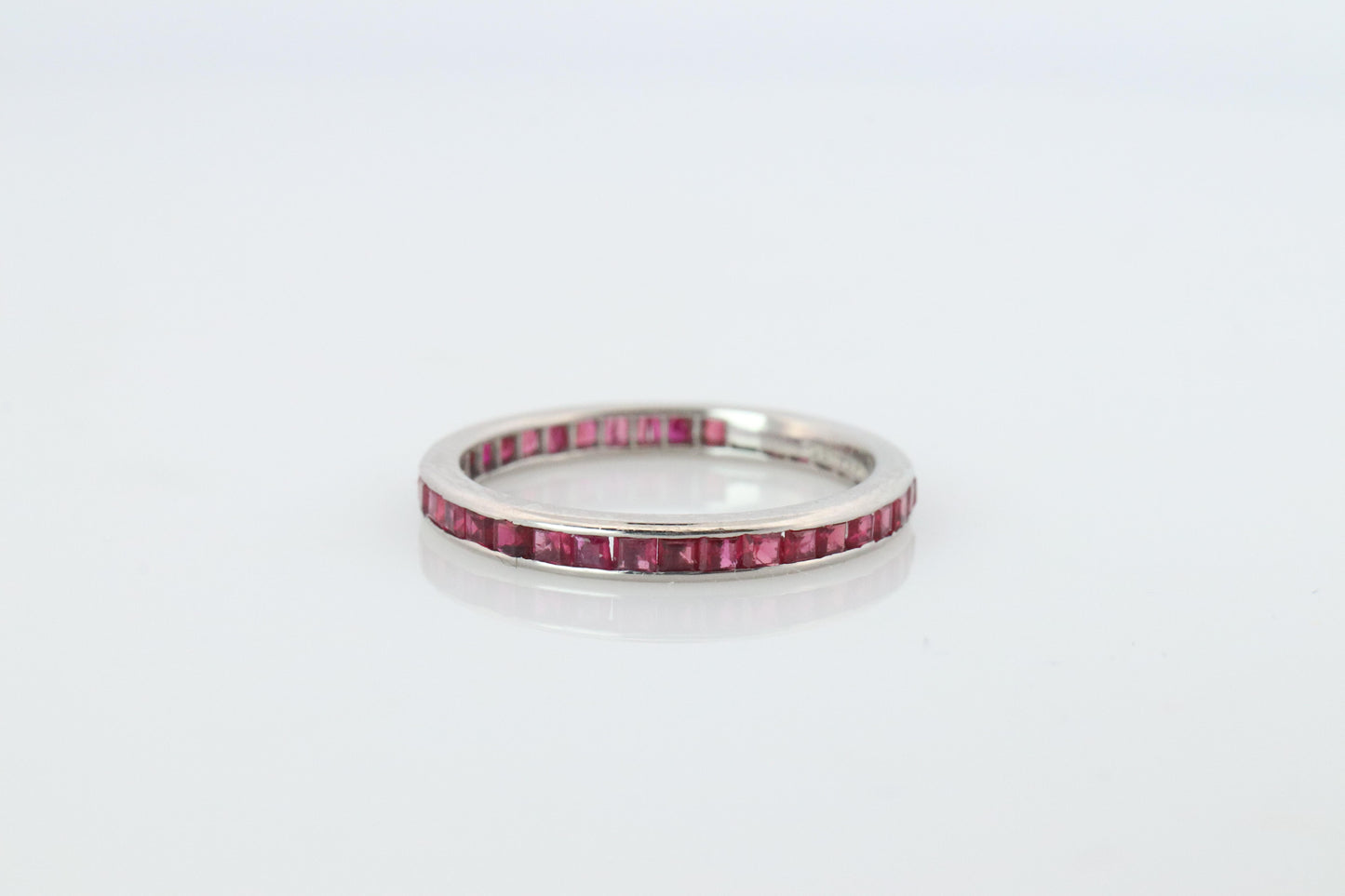 Vintage Tiffany and Co. Ruby Ring. Platinum Tiffany Ruby Full Eternity band