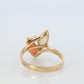 14k Pink Coral Opal and Pearl Cabochon cluster ring. Navette Peach coral band