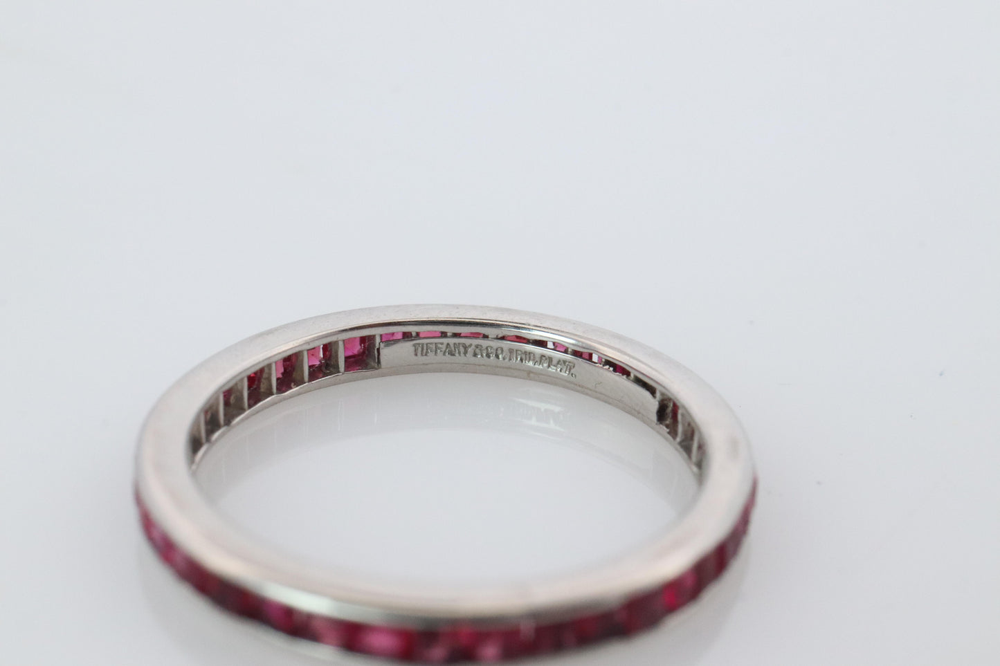 Vintage Tiffany and Co. Ruby Ring. Platinum Tiffany Ruby Full Eternity band
