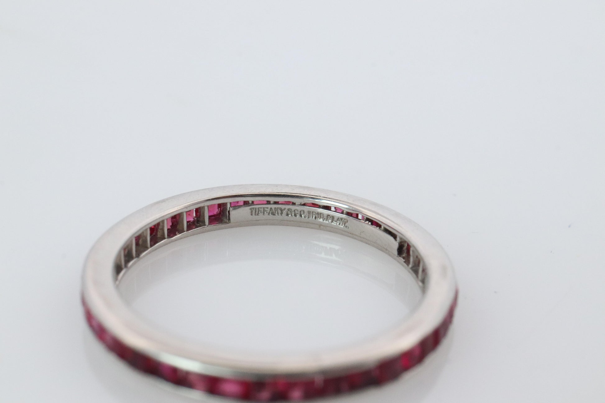 Vintage Tiffany and Co. Ruby Ring. Platinum Tiffany Ruby Full Eternity band