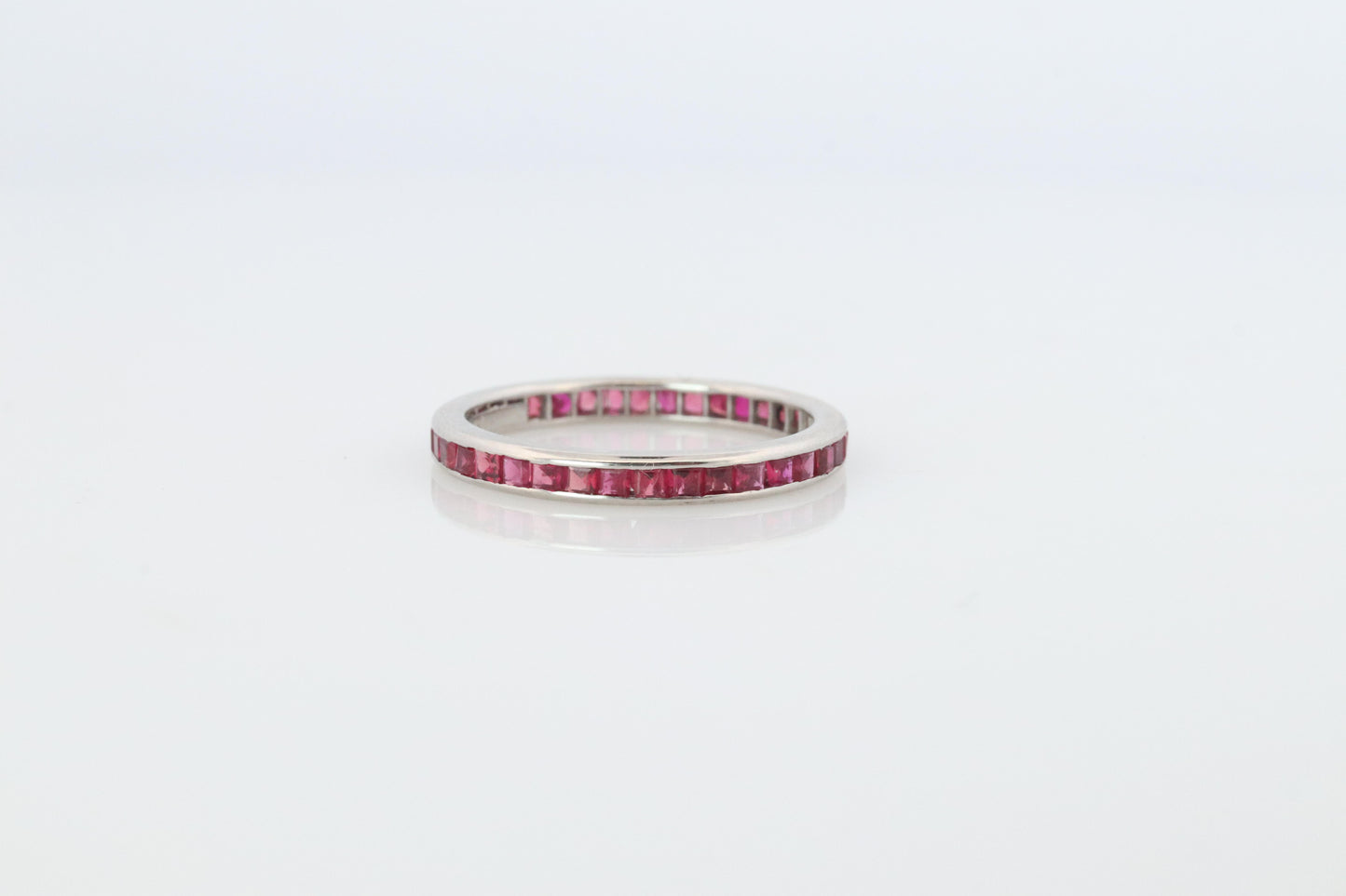 Vintage Tiffany and Co. Ruby Ring. Platinum Tiffany Ruby Full Eternity band