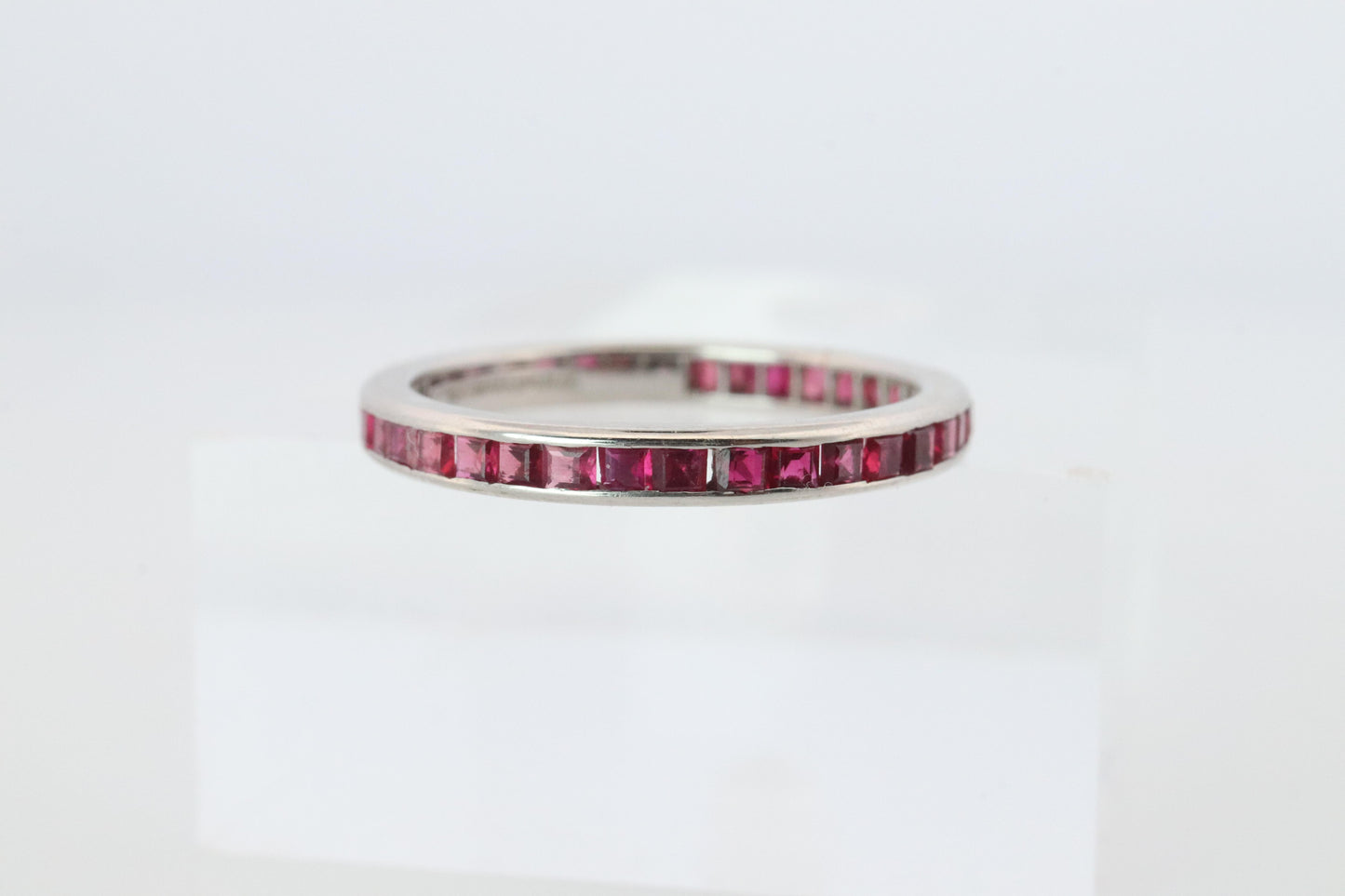 Vintage Tiffany and Co. Ruby Ring. Platinum Tiffany Ruby Full Eternity band