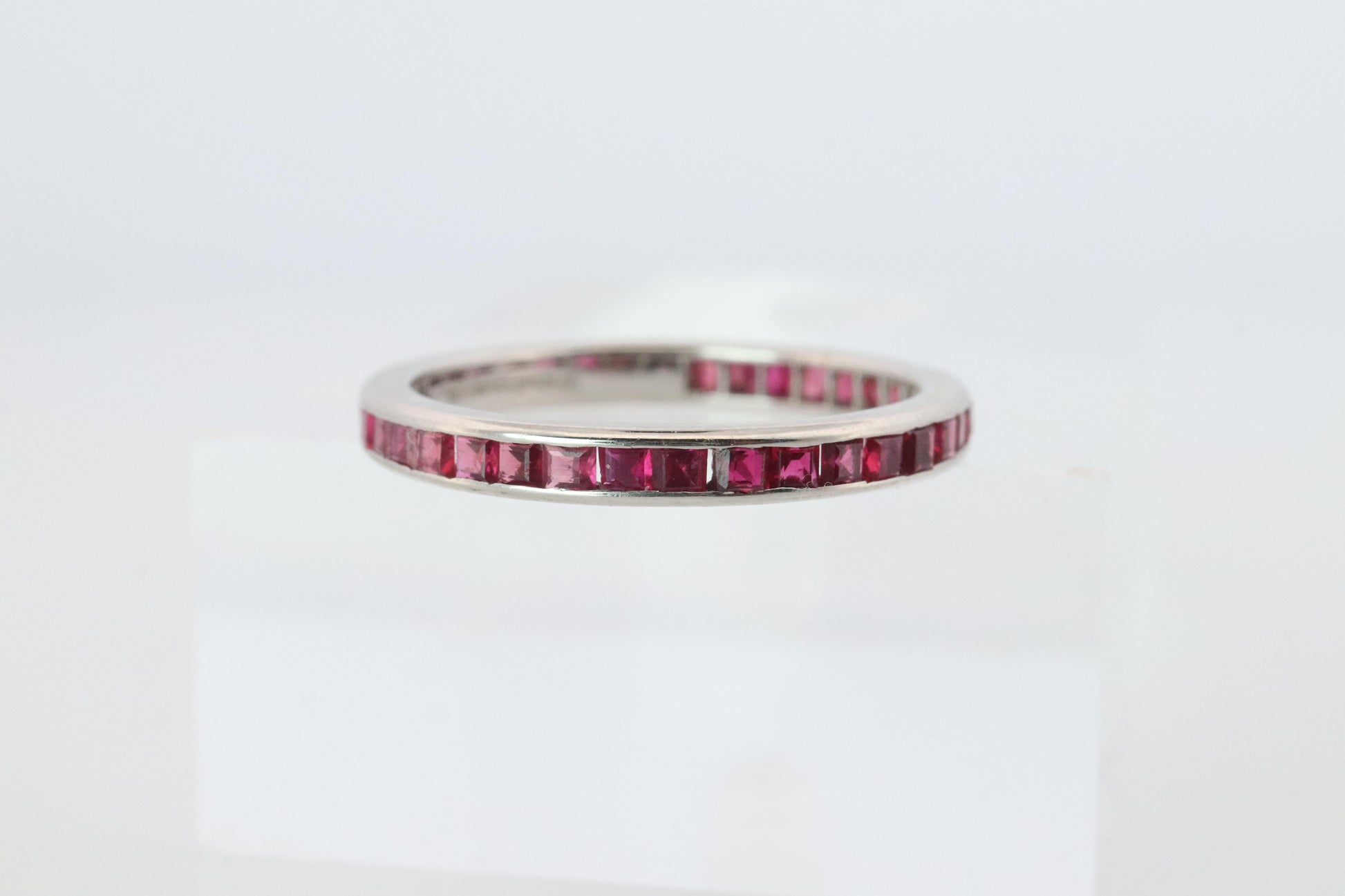 Vintage Tiffany and Co. Ruby Ring. Platinum Tiffany Ruby Full Eternity band
