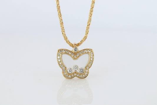 18k Chopard Happy Diamond Butterfly Pendant. So Happy Chopard Necklace