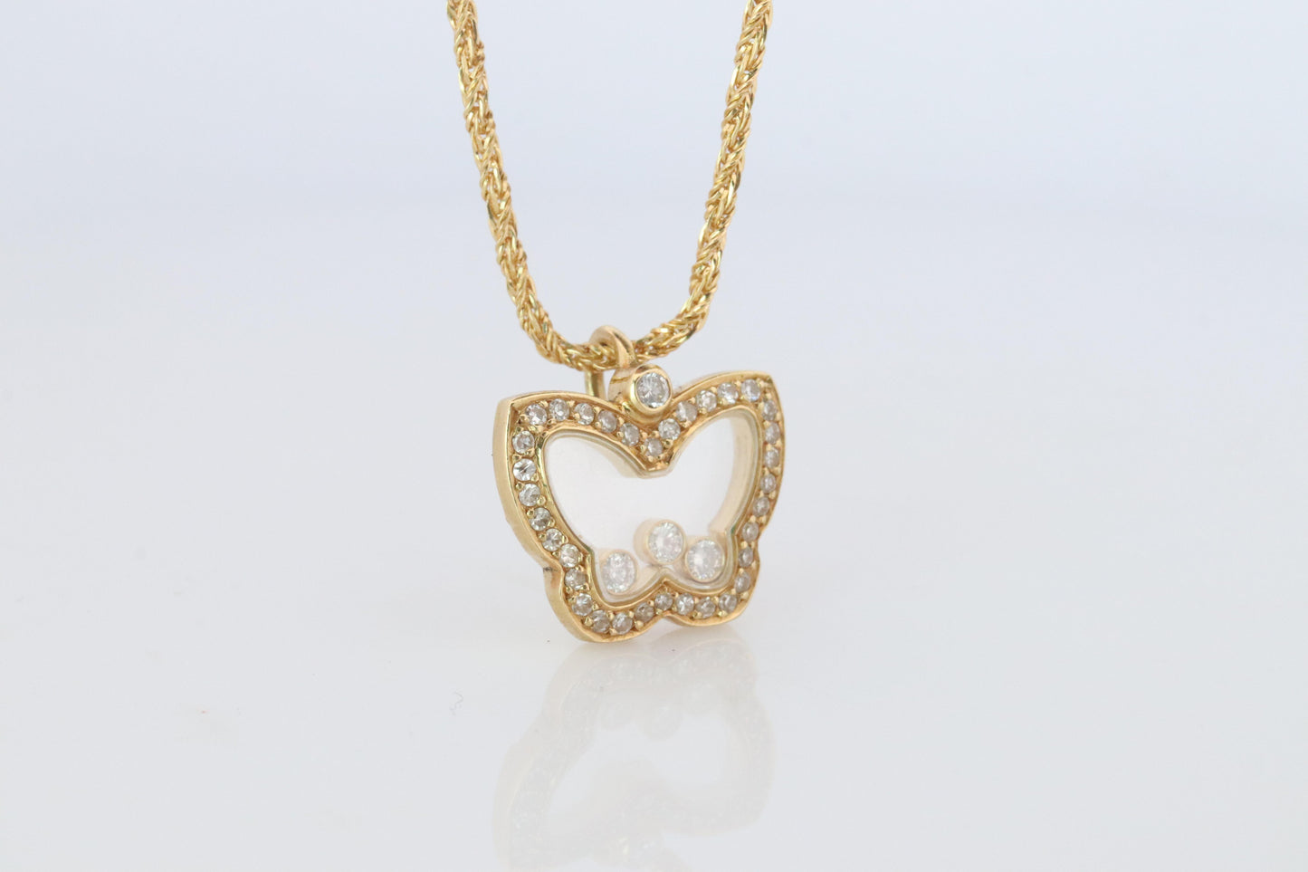 18k Chopard Happy Diamond Butterfly Pendant. So Happy Chopard Necklace