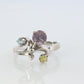 14k Multi-Color Gem Ring. 14k Topaz Blooming Flower and leaves ring.