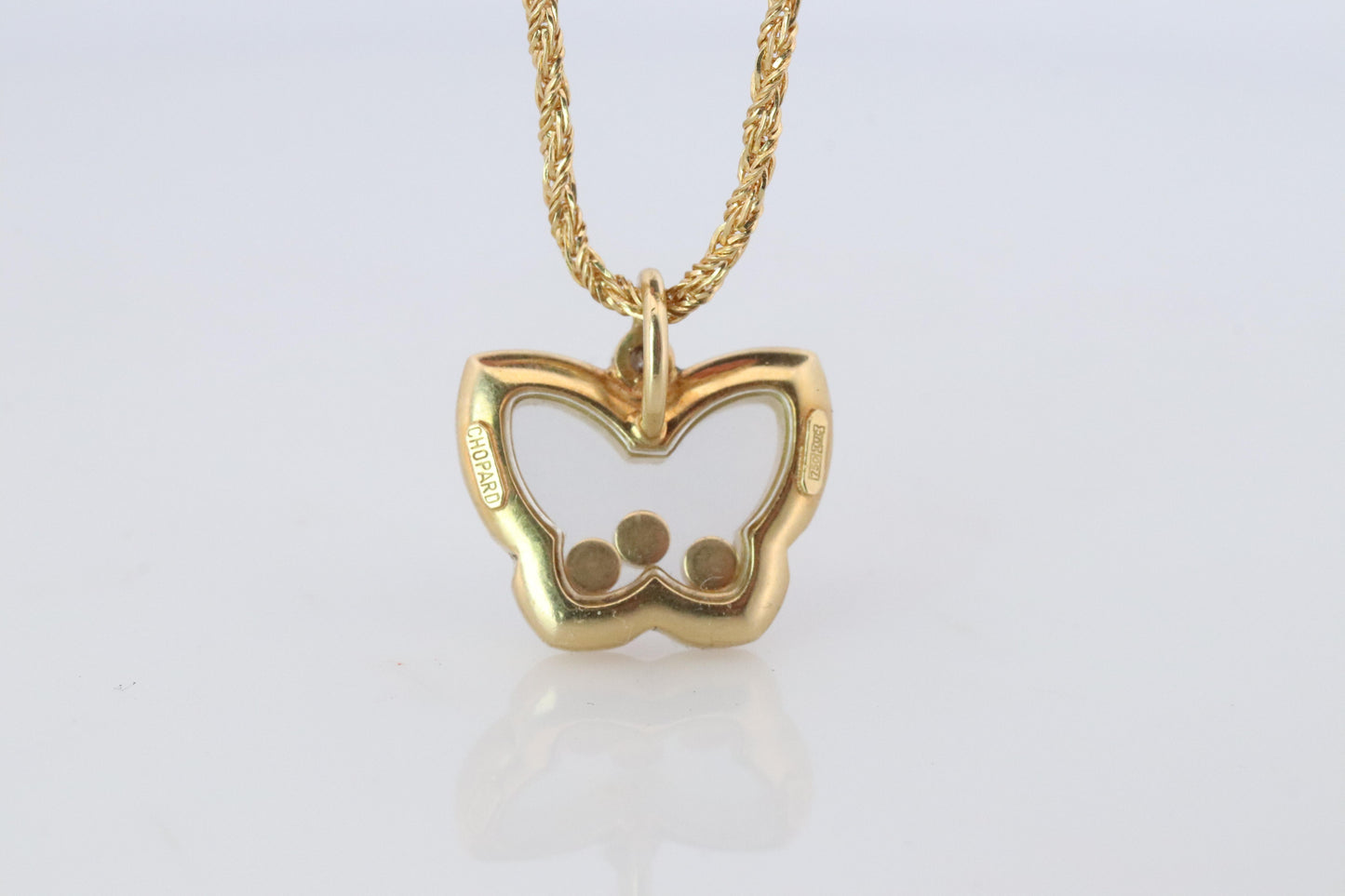 18k Chopard Happy Diamond Butterfly Pendant. So Happy Chopard Necklace