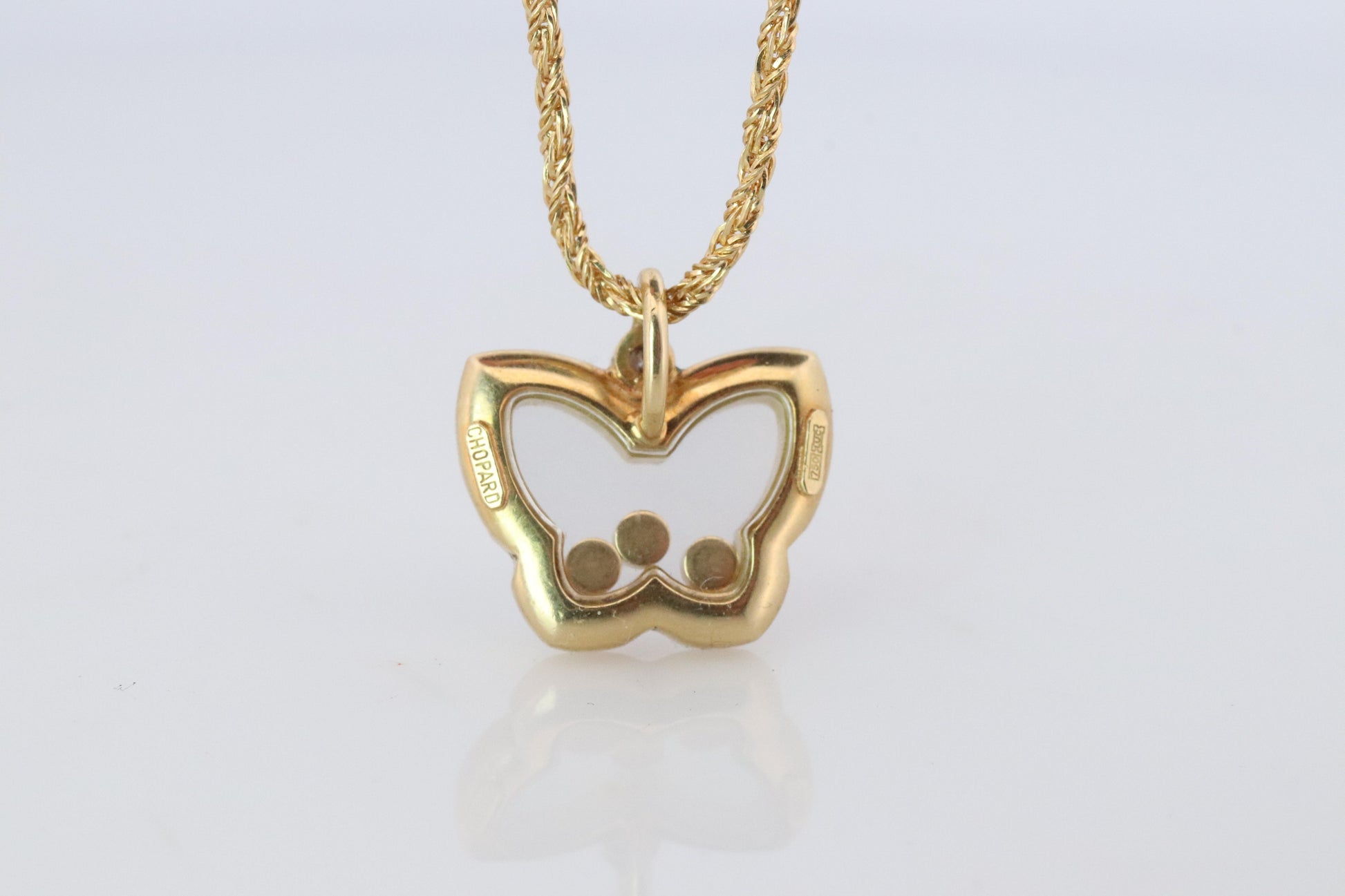 18k Chopard Happy Diamond Butterfly Pendant. So Happy Chopard Necklace