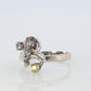 14k Multi-Color Gem Ring. 14k Topaz Blooming Flower and leaves ring.