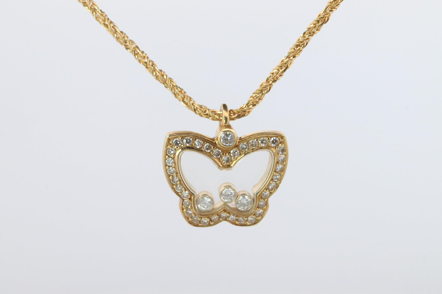 18k Chopard Happy Diamond Butterfly Pendant. So Happy Chopard Necklace