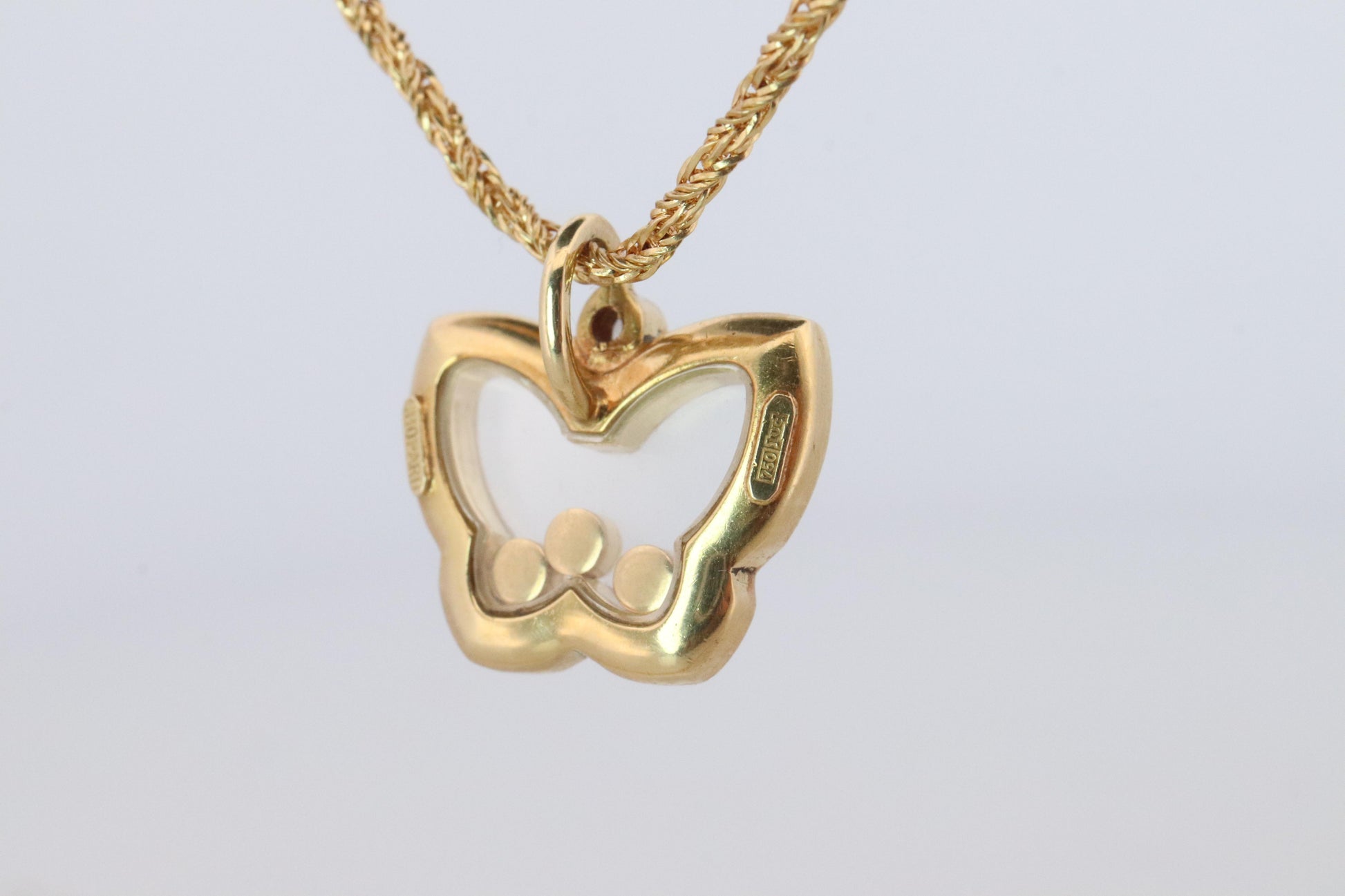 18k Chopard Happy Diamond Butterfly Pendant. So Happy Chopard Necklace