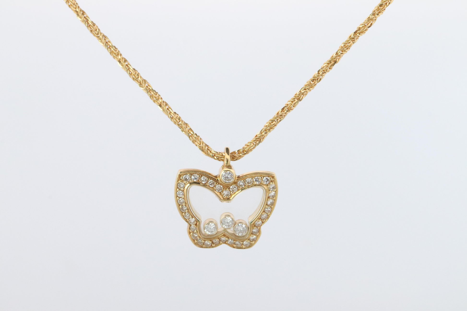 18k Chopard Happy Diamond Butterfly Pendant. So Happy Chopard Necklace