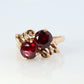 10k Victorian Claw Set Ruby Ring. Twin gem bypass bow ring.