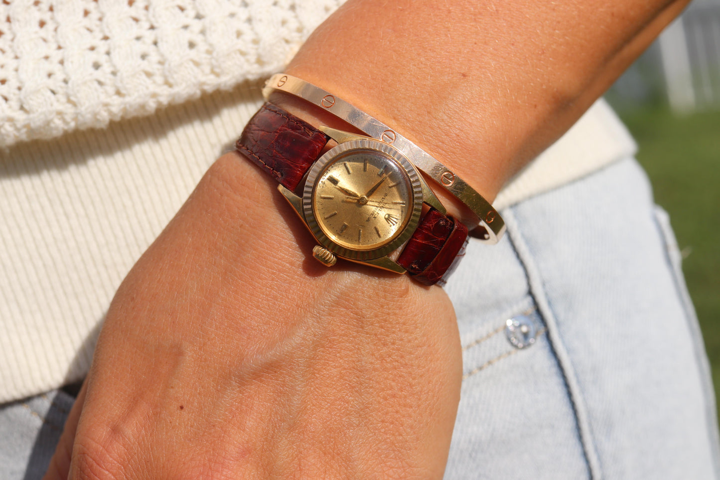 Genuine 18k Rolex 6619 Oyster Perpetual Watch. Ladies ROLEX 18k Yellow Gold.