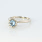 14k Aquamarine ring. Round Aquamarine solitaire ring. Flush set.