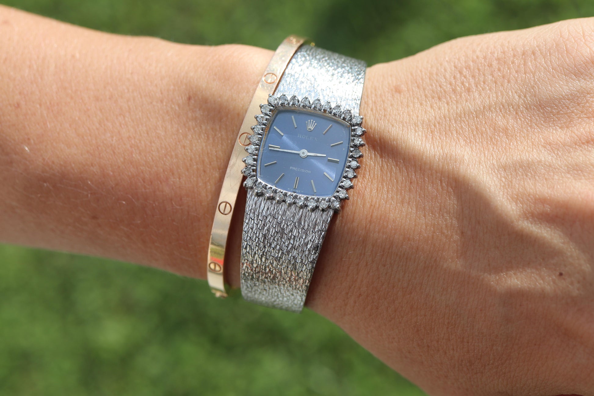 Genuine Rolex Watch. Diamond Bezel Blue Ladies Manual ROLEX 2611 Precision