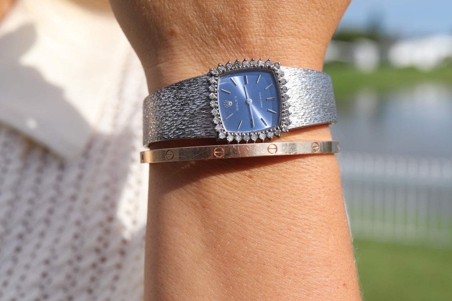 Genuine Rolex Watch. Diamond Bezel Blue Ladies Manual ROLEX 2611 Precision