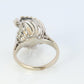 14k Pearl (8mm) and Diamond Solitaire ring. 14k White gold Filigree ring Akoya
