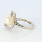 14k Pearl (8mm) and Diamond Solitaire ring. 14k White gold Filigree ring Akoya