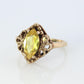 10k Citrine Marquise filigree set Ring. Citrine cocktail statement ring.