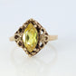 10k Citrine Marquise filigree set Ring. Citrine cocktail statement ring.