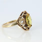 10k Citrine Marquise filigree set Ring. Citrine cocktail statement ring.