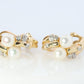 14k Pearl and Diamond Huggies Huggie Cuff Earrings. Bypass Hoop Twin Pearls