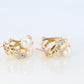 14k Pearl and Diamond Huggies Huggie Cuff Earrings. Bypass Hoop Twin Pearls