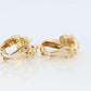 14k Pearl and Diamond Huggies Huggie Cuff Earrings. Bypass Hoop Twin Pearls
