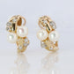 14k Pearl and Diamond Huggies Huggie Cuff Earrings. Bypass Hoop Twin Pearls