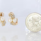14k Pearl and Diamond Huggies Huggie Cuff Earrings. Bypass Hoop Twin Pearls