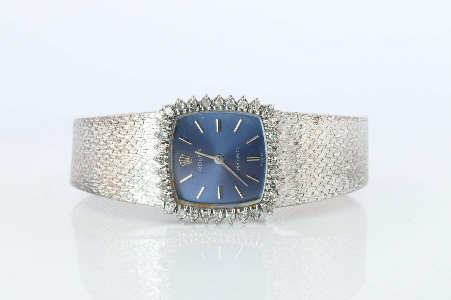 Genuine Rolex Watch. Diamond Bezel Blue Ladies Manual ROLEX 2611 Precision