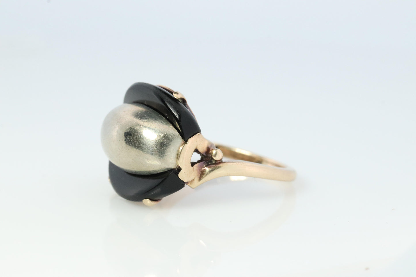 10k ONYX ring. Onyx Sterling Silver 10k gold ring. Sterling Silver Dome Modern