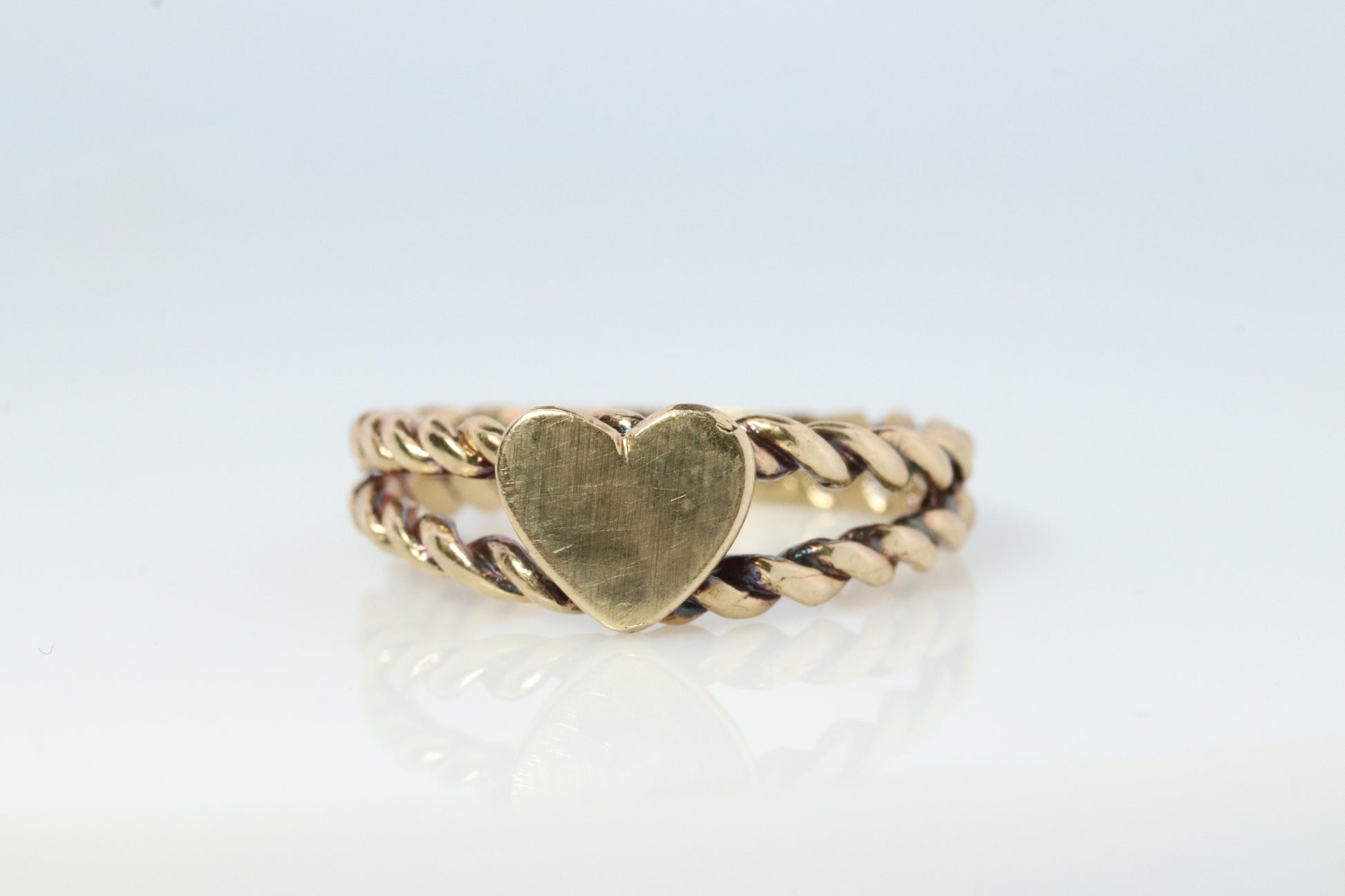 10k Heart Heart Ring. 10k heart on cable promise ring.