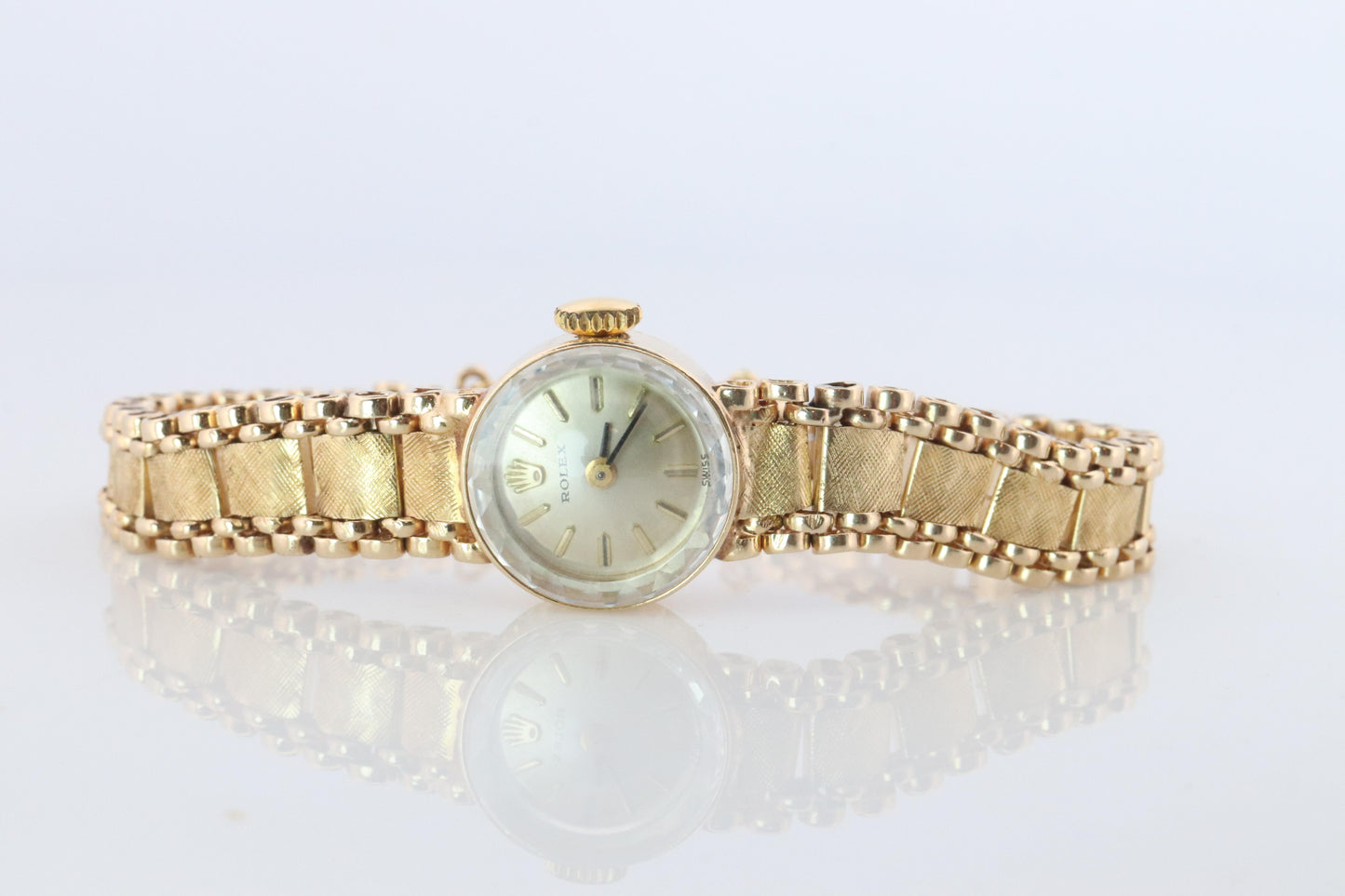 Genuine Rolex Diamond Watch. 14k YG Ladies Rolex 4749 Mechanical Windup Watch.