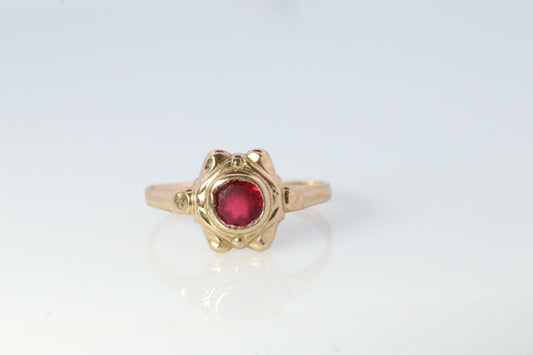 10k Red GEM 10k signet ring. BDA Bezel Set Budlong, Dockert & Armstrong