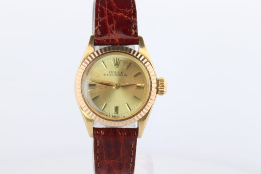 Genuine 18k Rolex 6619 Oyster Perpetual Watch. Ladies ROLEX 18k Yellow Gold.