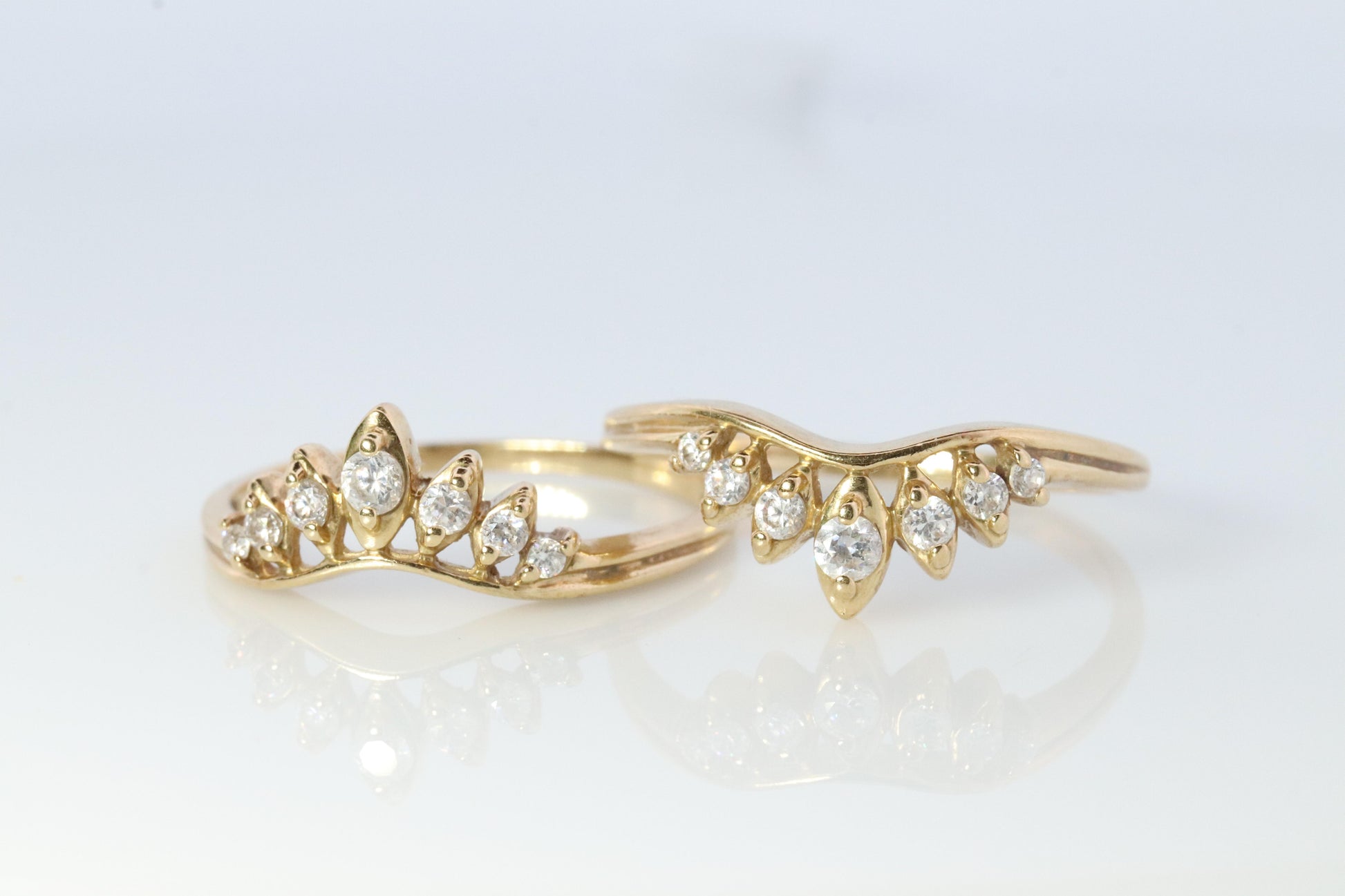 14k Enhancer Jacket Wrap Around Ring. Diamond (CZ) round ring. Round Tiara ring