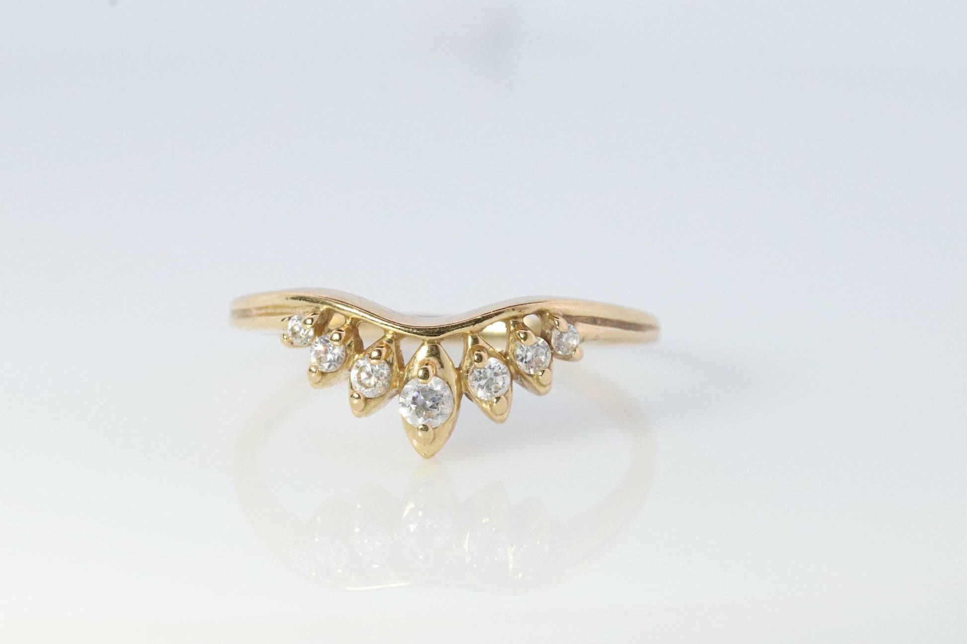 14k Enhancer Jacket Wrap Around Ring. Diamond (CZ) round ring. Round Tiara ring