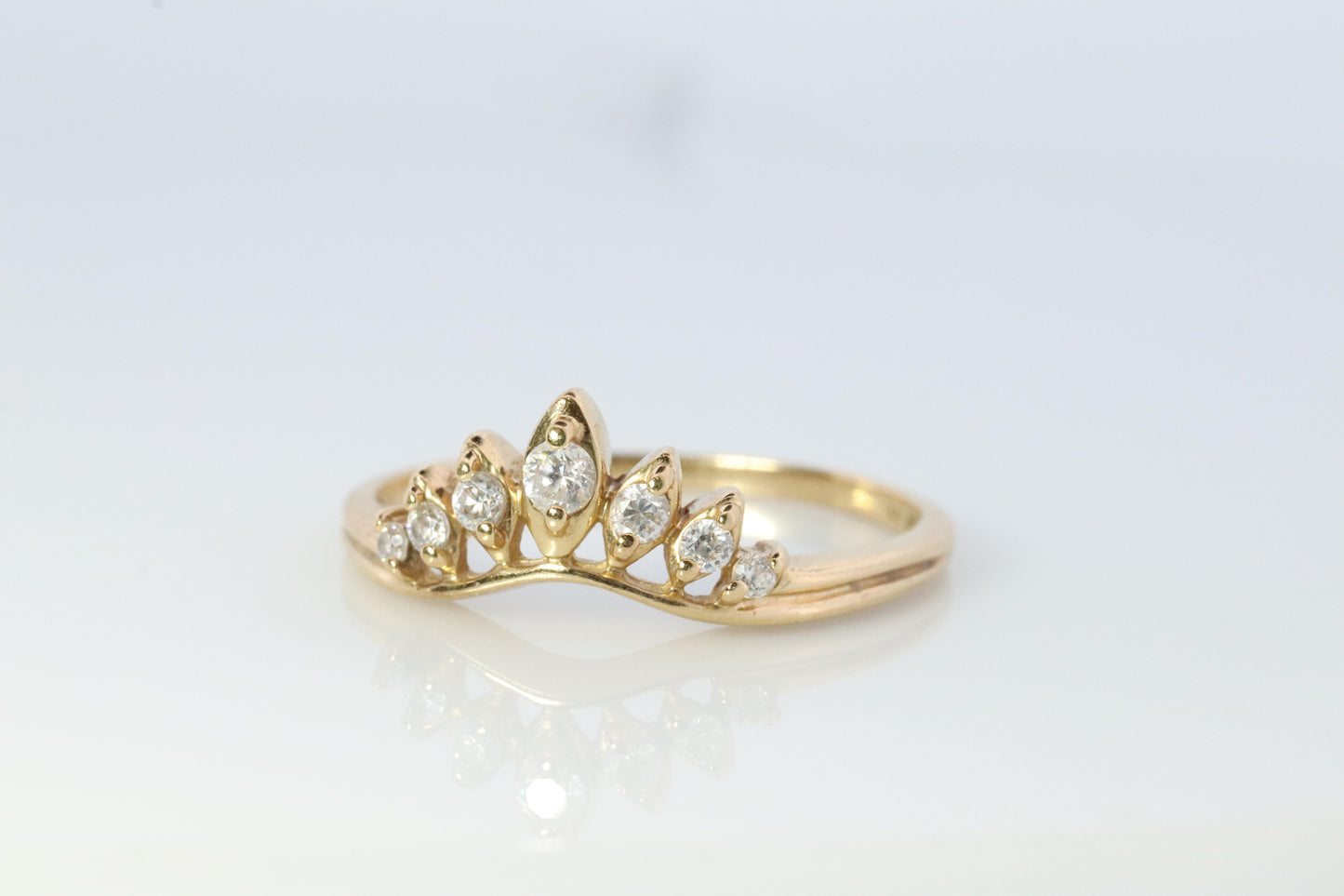 14k Enhancer Jacket Wrap Around Ring. Diamond (CZ) round ring. Round Tiara ring