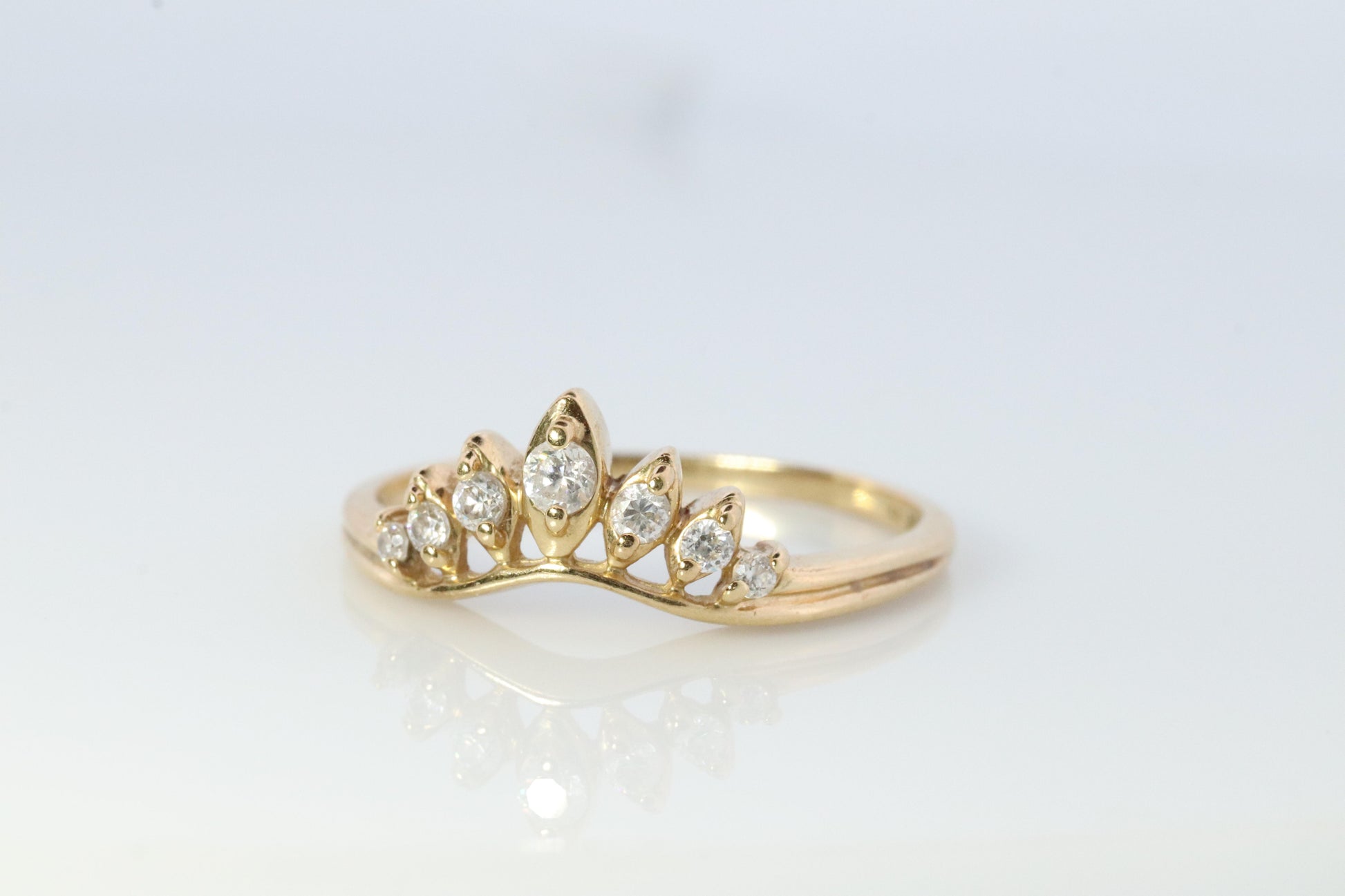 14k Enhancer Jacket Wrap Around Ring. Diamond (CZ) round ring. Round Tiara ring