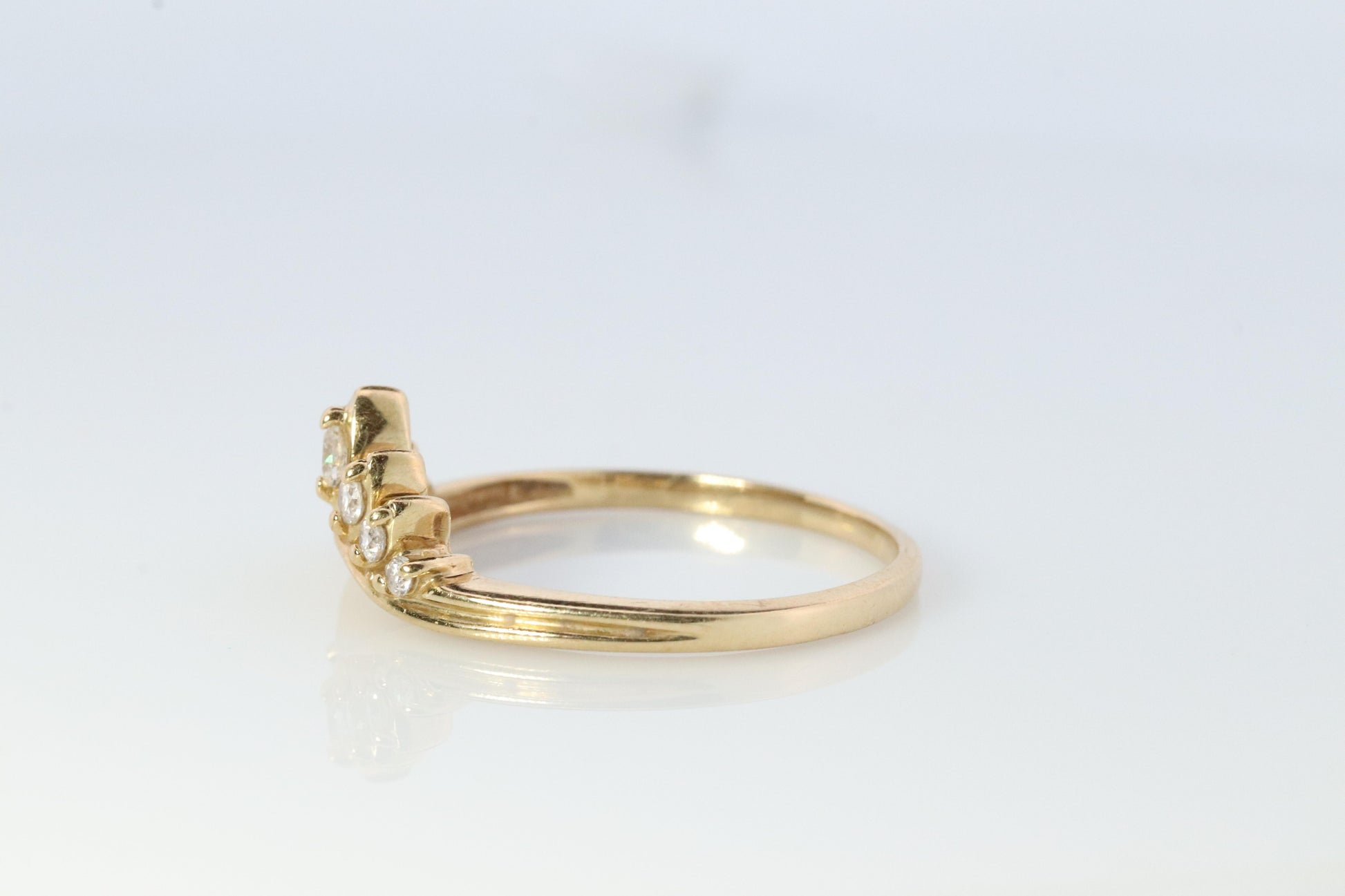 14k Enhancer Jacket Wrap Around Ring. Diamond (CZ) round ring. Round Tiara ring