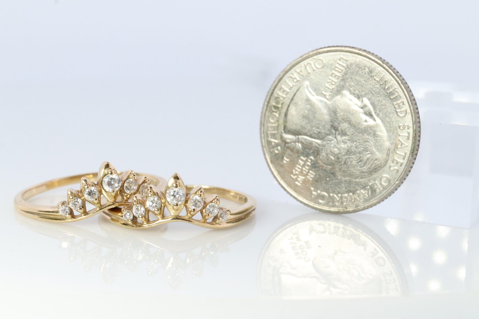 14k Enhancer Jacket Wrap Around Ring. Diamond (CZ) round ring. Round Tiara ring