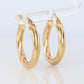 18k Gold Puffed Hollow Twisted HOOP Earrings. MILOR Texture Full HOOPS.