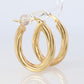 18k Gold Puffed Hollow Twisted HOOP Earrings. MILOR Texture Full HOOPS.