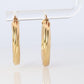 18k Gold Puffed Hollow Twisted HOOP Earrings. MILOR Texture Full HOOPS.